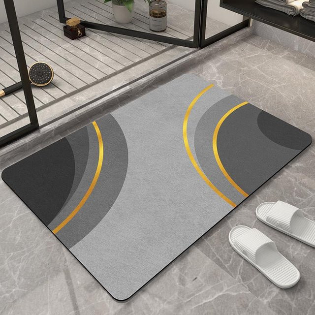 Yiran Furniture Badezimmer Bodenmatte aus Kieselgur, grau, rutschfest und schnelltrocknend, B/T: 60 x 40 cm - Bild 1