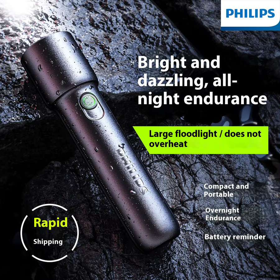 Philips LED Taschenlampe aus Aluminium, wiederaufladbare EDC-Taschenlampe in Schwarz - Bild 3