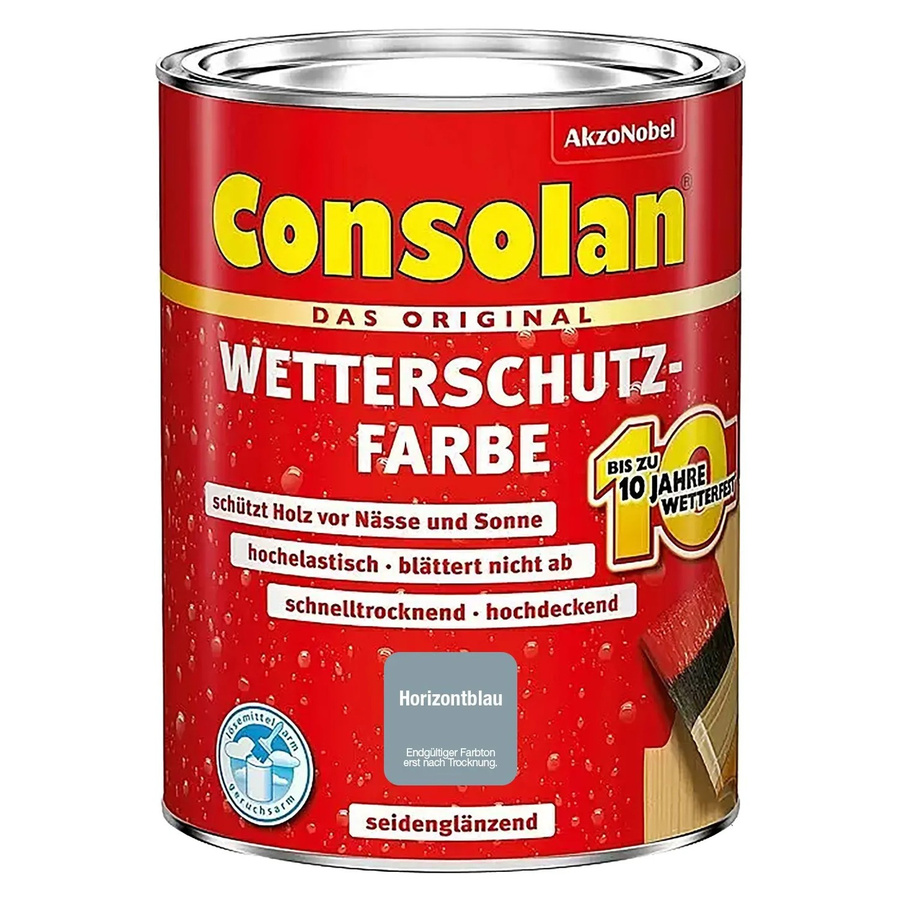 Consolan Wetterschutzfarbe für Holz in Horizontblau, seidenglänzend, 0,75 l - Bild 2