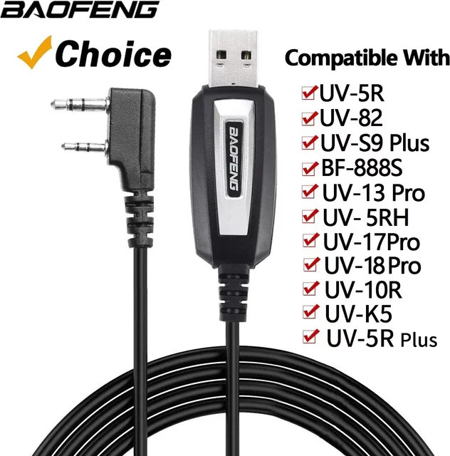 Baofeng USB-Programmierkabel in Schwarz für UV-5R, BF-888S und Quansheng UV-K5/K6 Walkie-Talkies - Bild 1