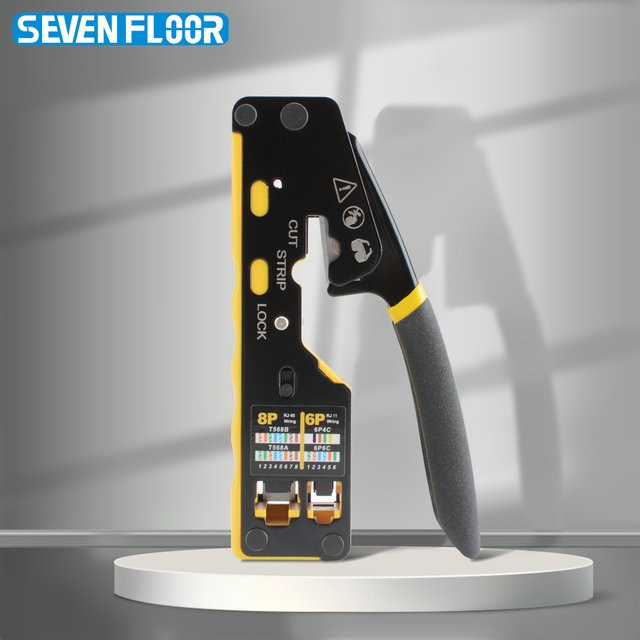 Seven Floor RJ45 Crimp Tool für Pass Through Plugs Ethernet LAN Anschlüsse Cat6 Cat5 Cat5e in Grün - Bild 1