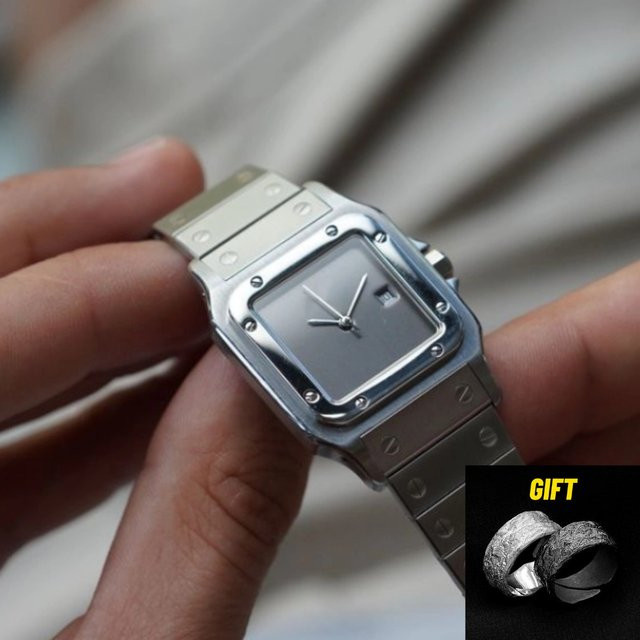 CILOA Armbanduhr Edelstahl, Silber, Eckig, Quarz, Herren - Bild 1