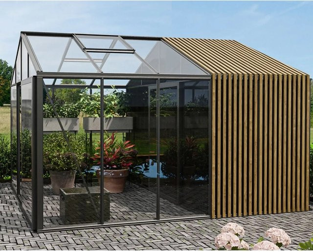 Bloomcabin Gewächshaus Klassik mit Accoya-Fusion, integriertem Stauraum und Sicherheitsglas, Schwarz/Braun, H x B x T: 235 x 235 x 235 cm - Bild 1