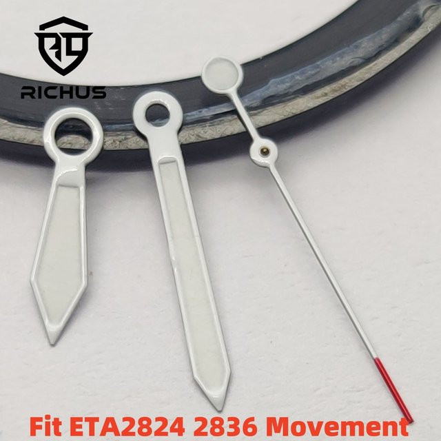 RICHUS Weiße Zeiger, grün leuchtend, Uhrwerk-Kompatibilität NH34 NH35 NH36 ETA 2824 2836 Miyota 8205 8215 Mingzhu DG2813 3804 - Bild 1