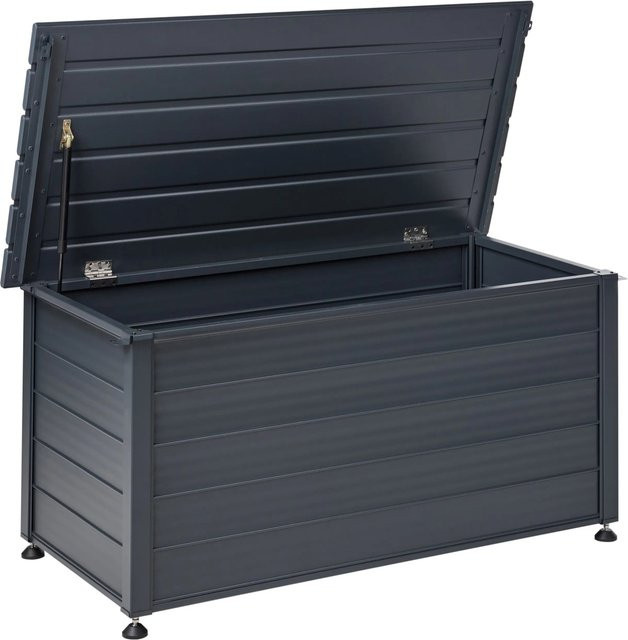 Beliani Truhe CAMPALTO aus Metall in Dunkelgrau, B/T/H: 123 x 60 x 60 cm - Bild 1