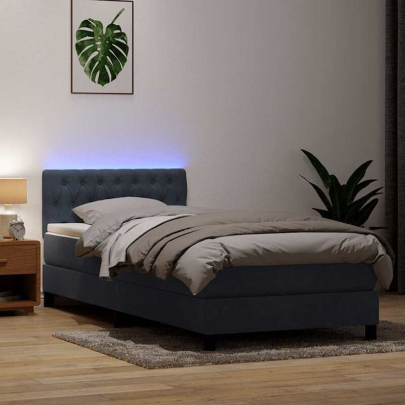 vidaxl Boxspringbett mit Matratze aus Samt in Anthrazit, B/T/H: 80 x 210 x 78 cm - Bild 1