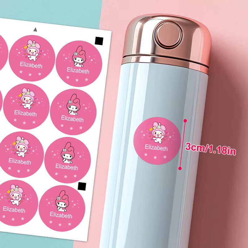 Individuelle My Melody Namensaufkleber von Joytop in Multicolour für Kinder zur Organisation von Wasserflaschen und Gepäck - Bild 2