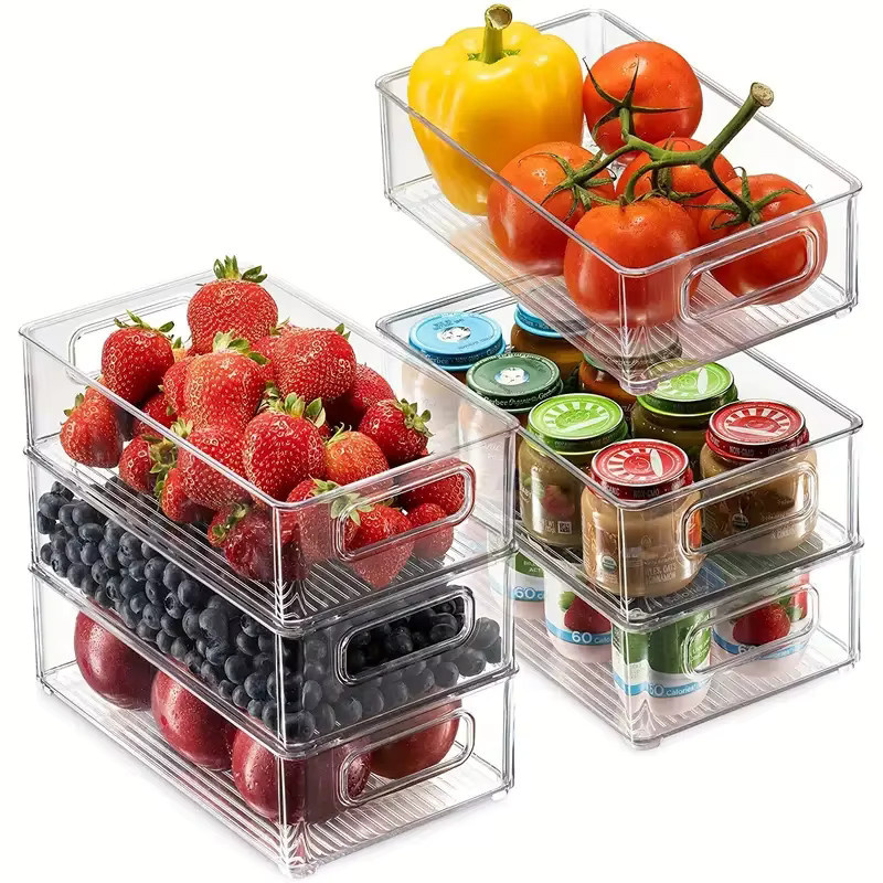 YOCITY Kühlschrank Organizer Bins aus Kunststoff mit Griff, transparent - Bild 6
