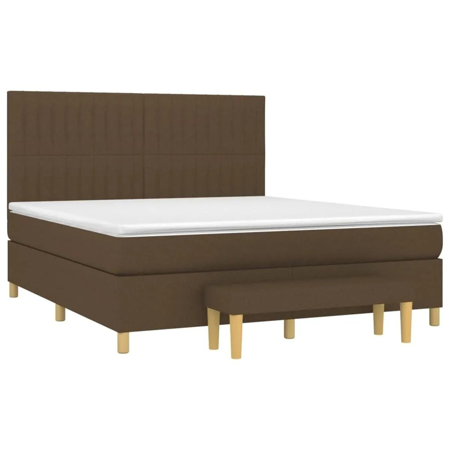 vidaXL Boxspringbett mit Matratze und Kopfteil in Dunkelbraun und Weiß, B/T/H: 180 x 200 x 128 cm - Bild 2