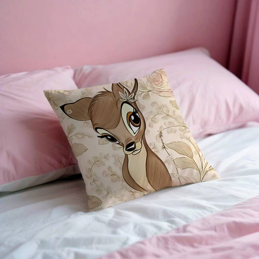 Mesuca Kawaii Kissenbezug mit Bambi-Muster und floralem Design, Mehrfarbig, B/T/H: 40 x 40 x 40 cm - Bild 2