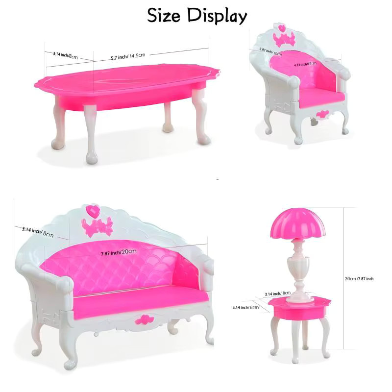 Barnewa Miniatur-Simulationssofa für Puppen in Pink, Puppenhausmöbel für 12 Zoll Puppen und DIY-Spielzeug - Bild 2