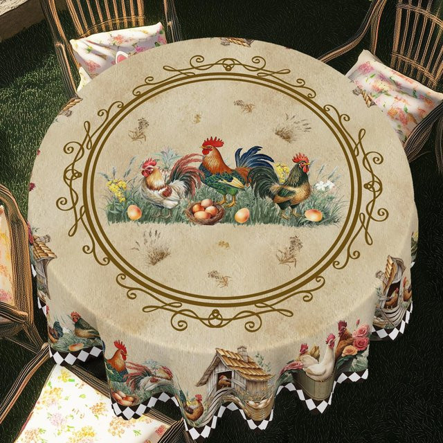 Wasserdichte rechteckige Tischdecke von JMG Household Supplies mit USA Flaggen- und Blumenmuster in Rot, Blau und Braun, B/T/H: 152 x 220 cm - Bild 1