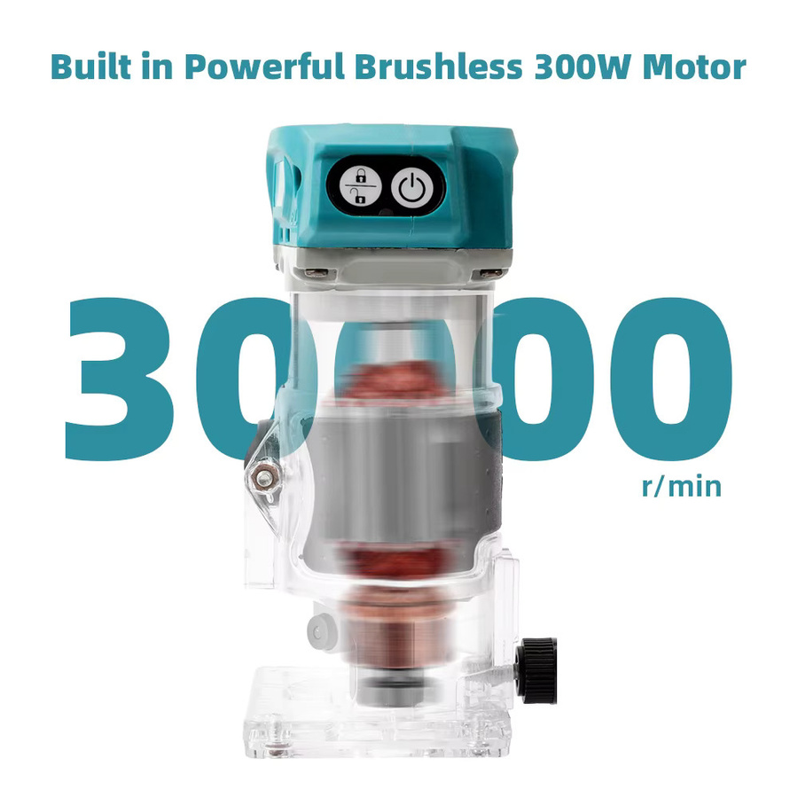 Makita Bürstenloser Elektrischer Holzfräser und Holztrimmer für 18V Akku als Tischlerwerkzeug zur Holzbearbeitung - Bild 3