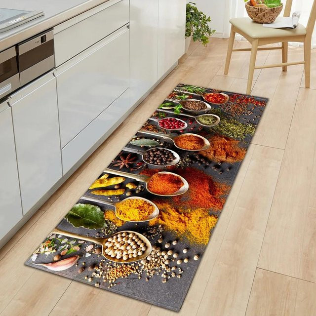 Wucifang Jewelry Anti-Rutsch Diatomeenerde Matte mit Fruchtmuster für Küche und Badezimmer, Mehrfarbig, B: 120 cm, T: 40 cm - Bild 1