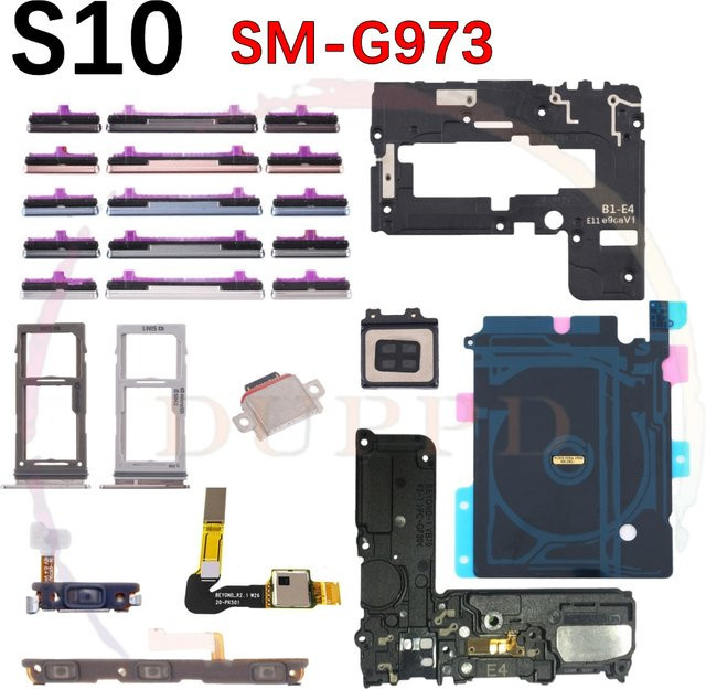 Samsung S10 G973 Ersatzteil-Set mit Ladeanschluss, Lautsprecher, Ohrhörer-Flex, Fingerabdrucksensor, Power- und Volume-Button sowie SIM-Kartenfach - Bild 1