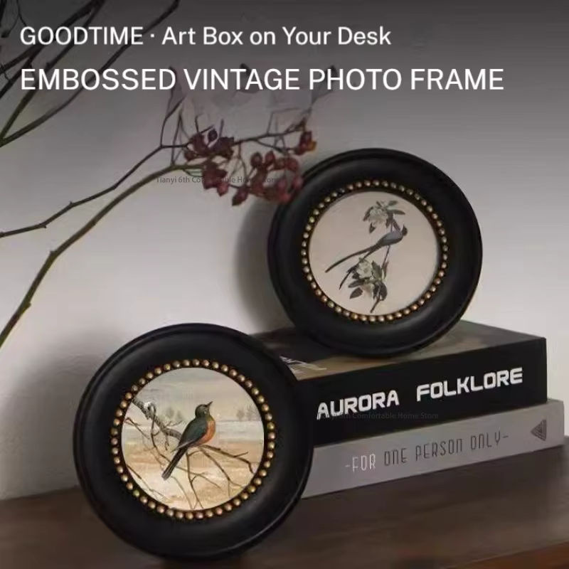 OAKCIA Fotorahmen im Mid-Century-Stil aus Holz, rund, schwarz, wandmontierbar - Bild 2
