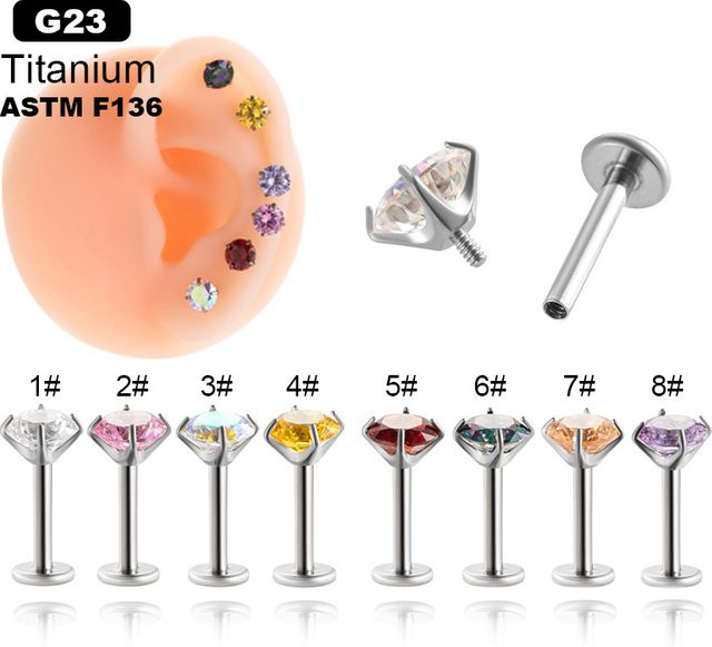 mling Piercing-Ohrstecker Titan, Zirkonia, Silber, Unisex - Bild 1