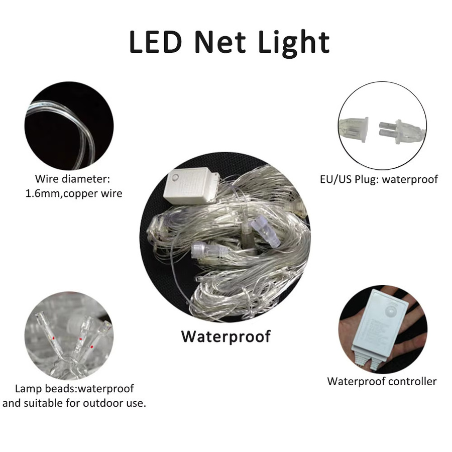 LED Netzlichtkette Warmweiß für Weihnachten, Party und Hochzeit, 220V EU Stecker - Bild 4