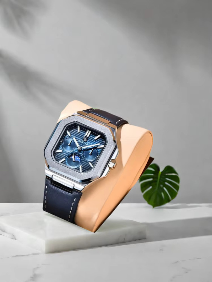 BENYAR Armbanduhr Quarz, Edelstahl, 37 mm, Herren, Weiß - Bild 6