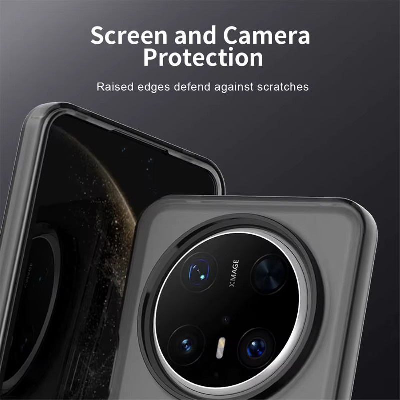 Transparente Matte Schutzhülle mit Abdeckung für Huawei Mate 70 Pro in Schwarz und Transparent - Bild 3