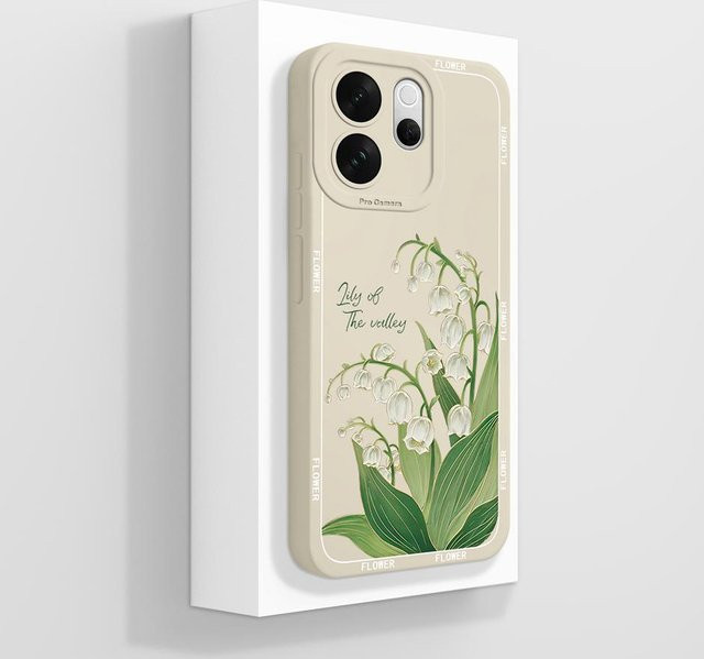 Schutzhülle für Vivo V70, V70 Elite und V70 FE mit Liebesherz und Blumen Design in Beige, staubdicht und fallresistent - Bild 1