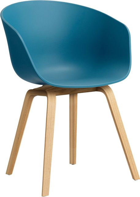 HAY About A Chair AAC 22 mit Armlehnen in Blau aus Polypropylen und Holz - Bild 1