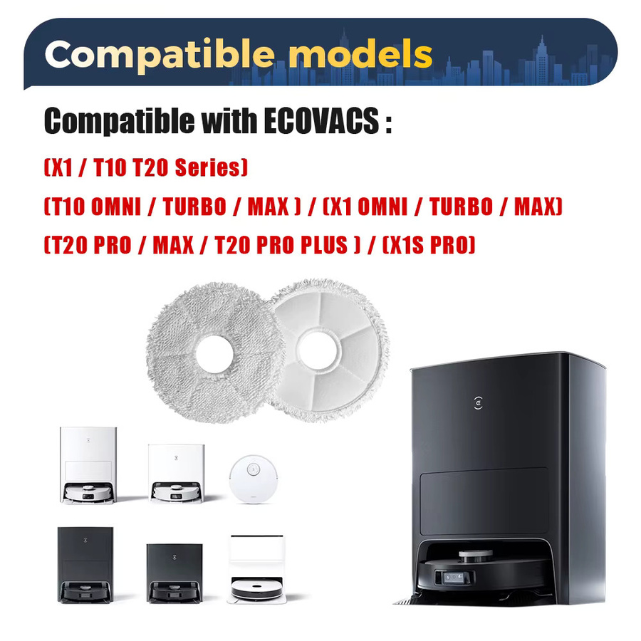 WINDNINJA Antibakterielles Mopptuch in Weiß für Ecovacs X1 OMNI, TURBO, MAX, X1S PRO, T20 PRO, MAX, PRO PLUS und T10 OMNI, TURBO, MAX - Bild 2