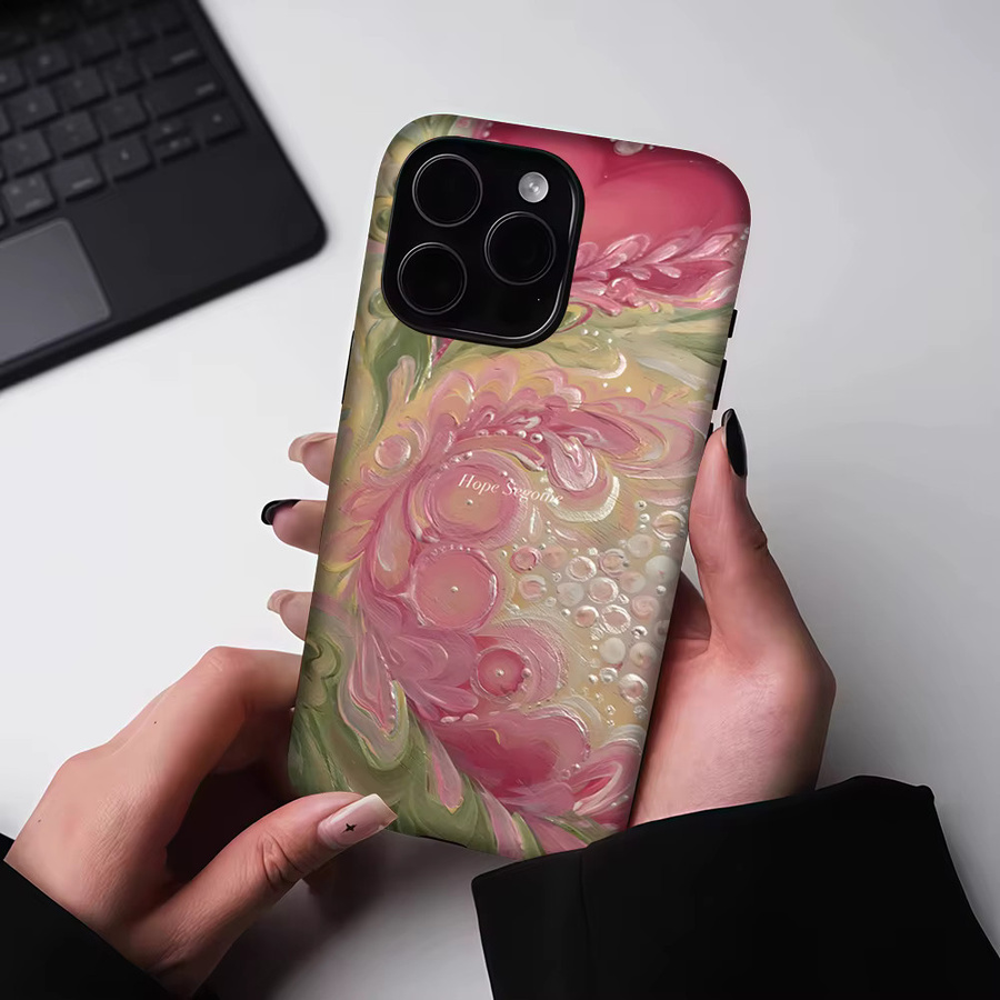 Potdemiel Magnetische Handyhülle mit Rosa Herz-Blumen-Textur für iPhone 17 16 15 14 13 Pro Max Plus - Bild 5