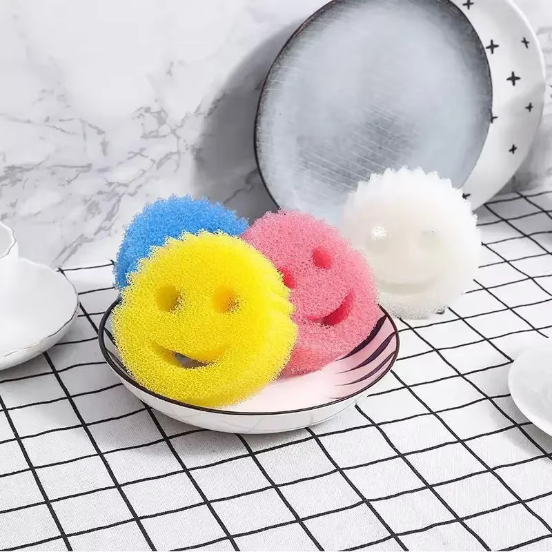 VIE LENTE Geschirrspülschwämme mit lächelndem Gesicht, 2 oder 4 Stück, Weiß, Geruchsbeständige Scheuerpads für Küche und Badezimmer - Bild 3