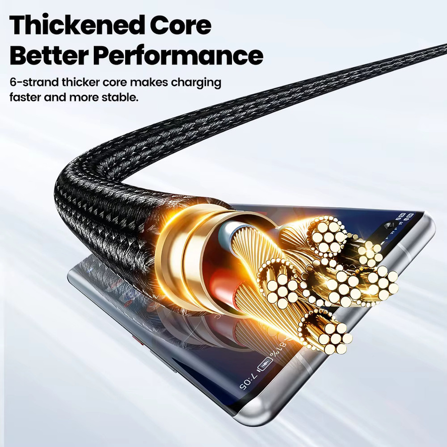 Toocki USB C zu USB C Schnellladekabel 100W mit LED-Anzeige in Schwarz - Bild 6