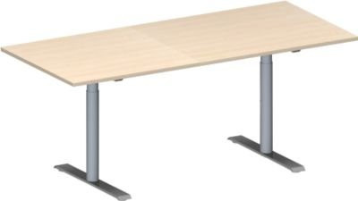 Schäfer Shop Genius Konferenztisch MODENA FLEX in Ahorn mit weißaluminiumfarbenem T-Fuß Rundrohr, höhenverstellbar, B/T/H: 180 x 80 x 65-85 cm - Bild 1