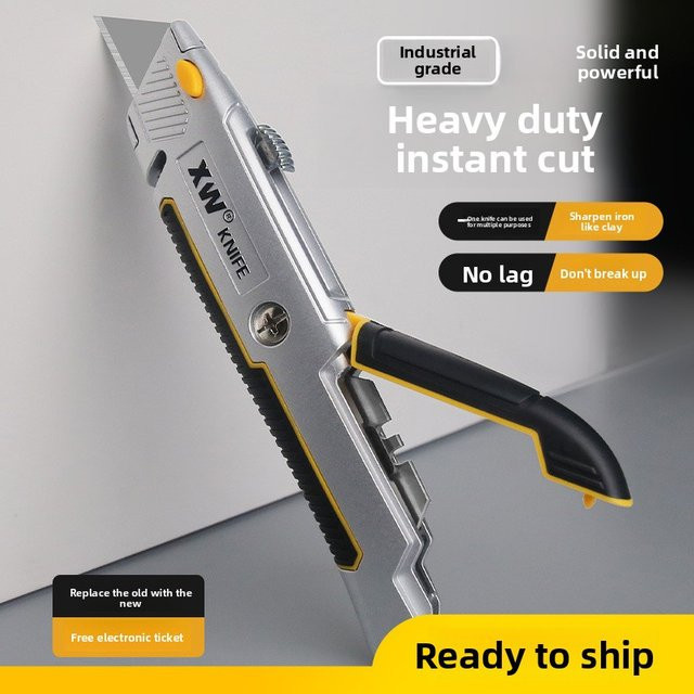 Professionelles Allzweckmesser aus Zinklegierung in Silber mit einziehbarer 18mm Snap-Off Klinge - Bild 1