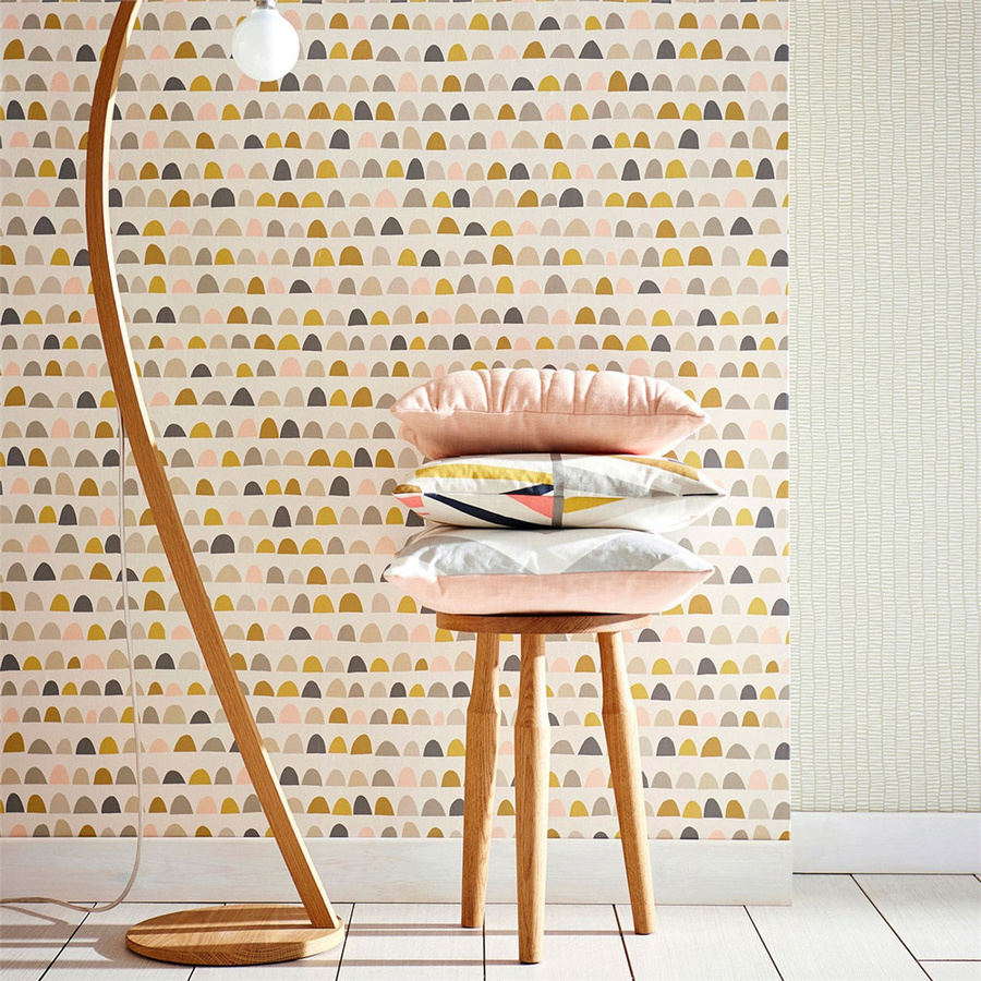 Scion Tapete Priya in den Farben Blush, Honey und Linen mit abstraktem geometrischem Muster - Bild 1
