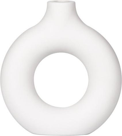 Houspace Donut-Vase in Weiß im minimalistischen Boho-Stil als bruchsichere Hohlvase für Tischdeko und Schnittblumen - Bild 1
