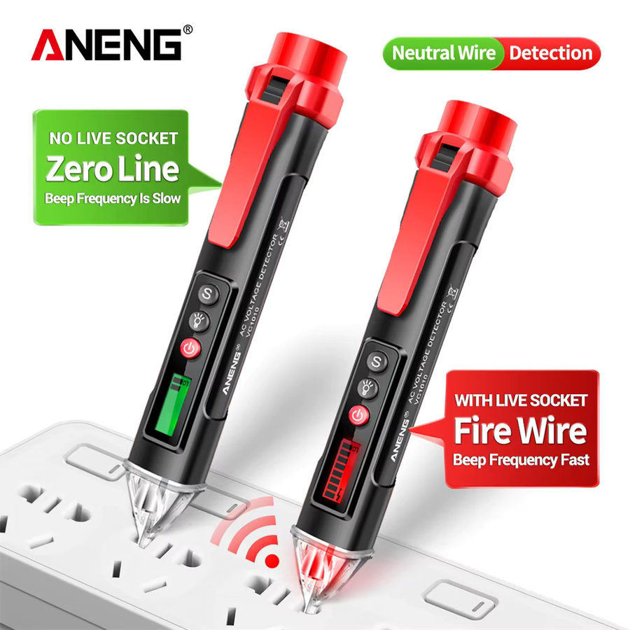 ANENG VC1010 Intelligenter Digitaler Spannungsprüfer für 12-1000V AC/DC in Rot - Bild 2