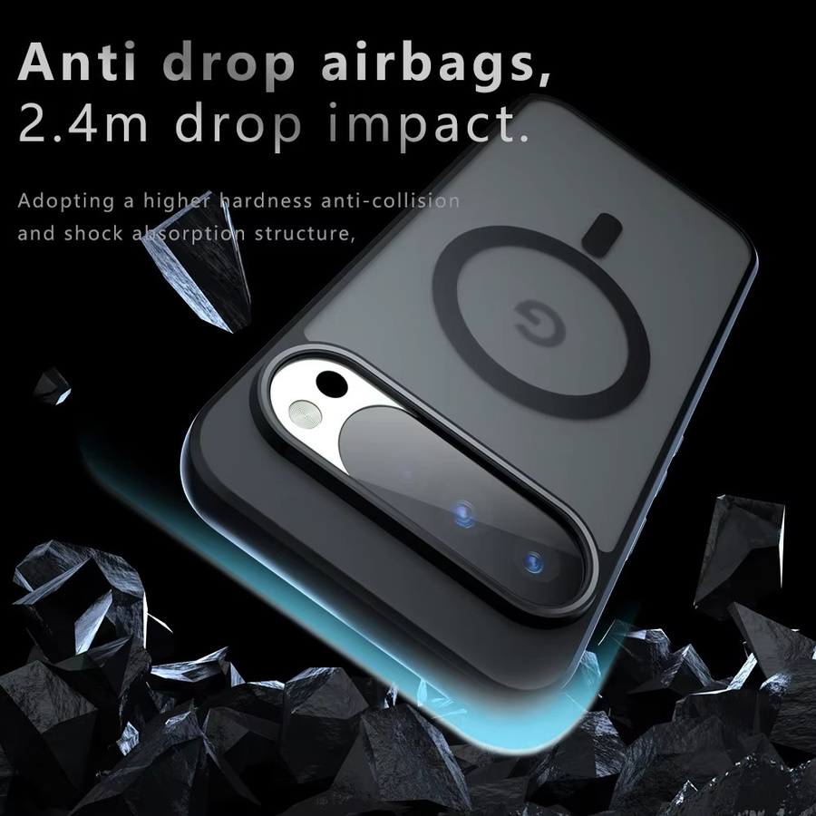 Transparente magnetische Handyhülle mit Airbag-Sturzschutz für Google Pixel 10 A, 9 Pro XL, 8, 7 und 6 A Pro, matt und hautfreundlich - Bild 3