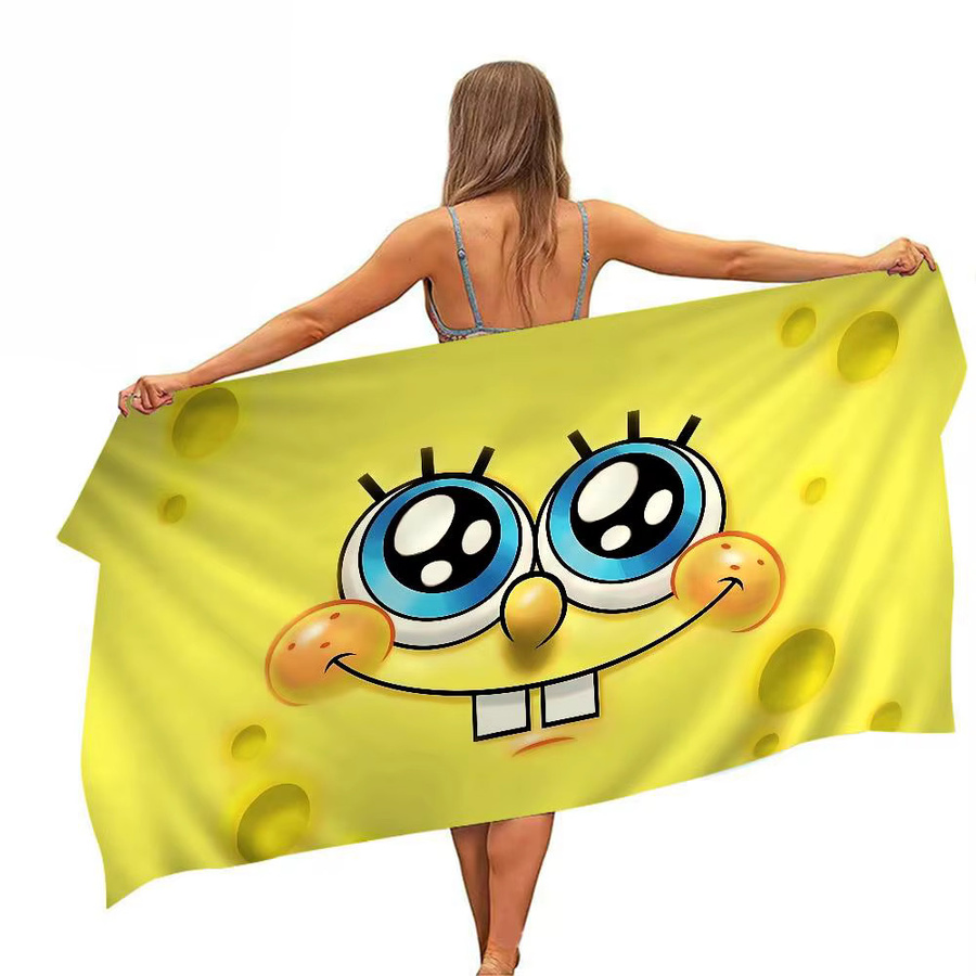 Magic Shark Spongebob Badetuch für Kinder aus Mikrofaser in Gelb, weich und wasserabsorbierend - Bild 3