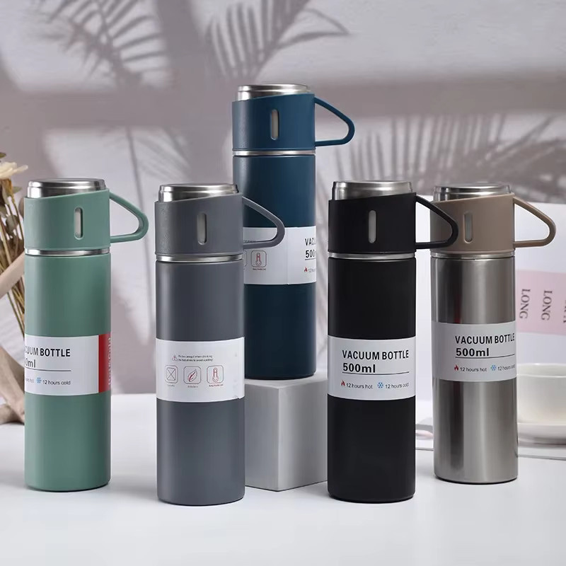 DHDH Edelstahl-Vakuumflasche mit Tasse in Pink, 500 ml Thermoskanne für Büro und Outdoor - Bild 2