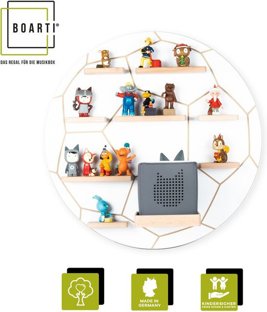 BOARTI Kinderregal Fußball Wandregal aus Holz für Toniebox und Tonie Figuren mit Magneteinsätzen H x B x T: 50 x 50 x 19 cm - Bild 1