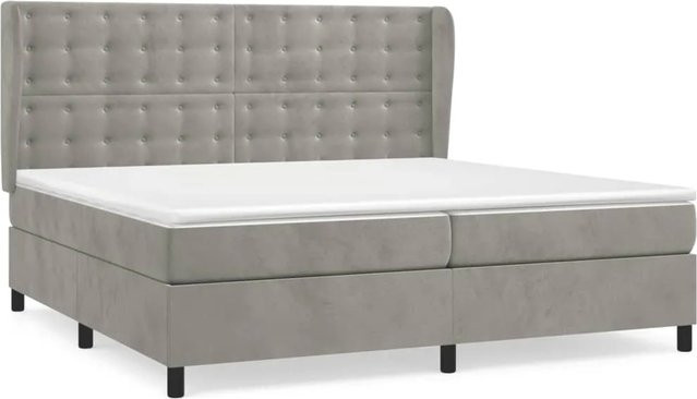 vidaXL Boxspringbett Hybrid mit Matratze und Taschenfederkern in Grau, B/T/H: 200 x 200 x 118 cm - Bild 1