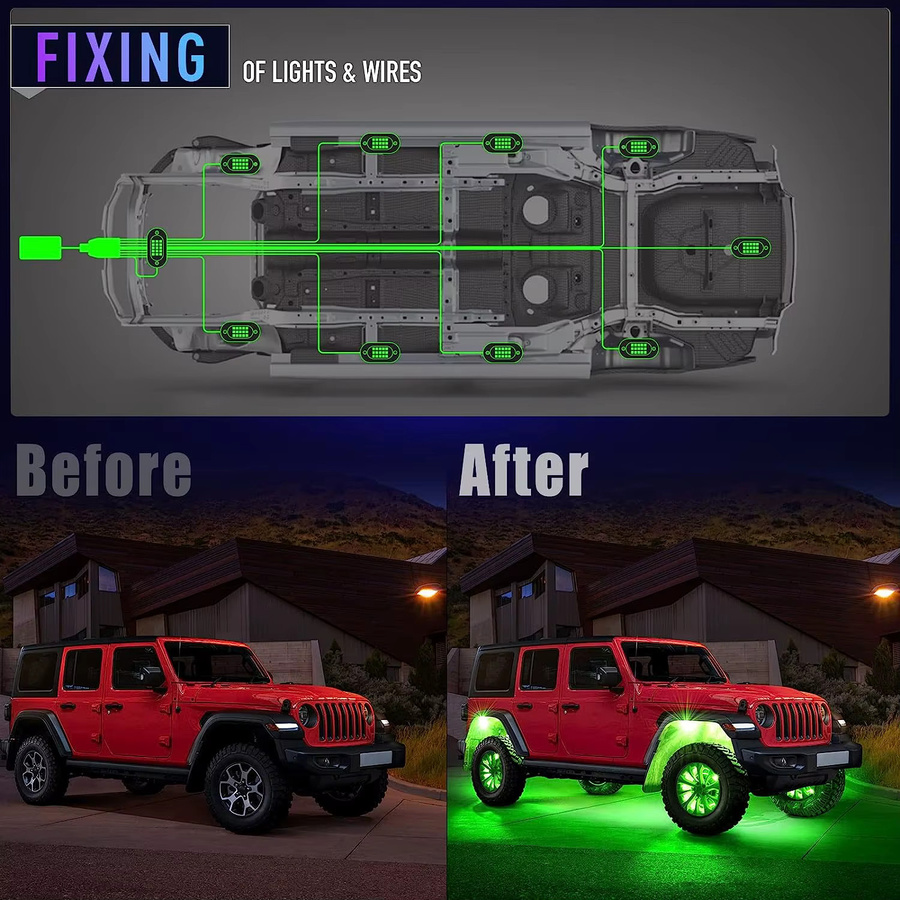 YiLaie RGB LED Rock Lights mit APP und RF Steuerung für Offroad Lkw SUV 4x4 ATV Jeep in Multicolour - Bild 4