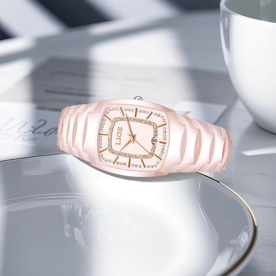 LIGE Armbanduhr Quarz, Edelstahl, Silber, Diamantbesetzt, Damen - Bild 2