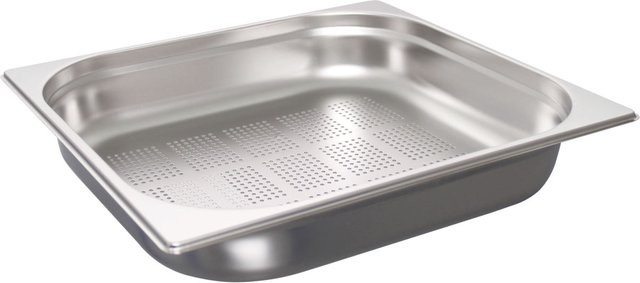 Schneider GN 2/3 Gastronormbehälter aus Edelstahl gelocht, Farbe Silber, Volumen: 5,5 l, Höhe: 6,5 cm - Bild 1