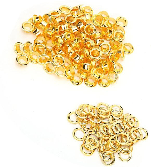 200 Stück GoolRC Ösen aus Messing in Gold und Orange, 6 mm Durchmesser für DIY Lederzubehör - Bild 1