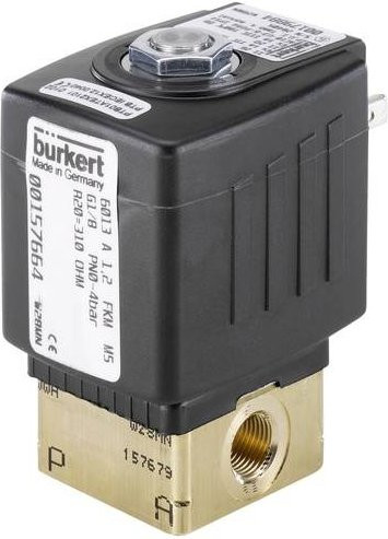 Bürkert Direktgesteuertes Ventil 136024 6013 in Schwarz mit G 3/8 Muffe und 3mm Nennweite (24 V/AC) - Bild 1