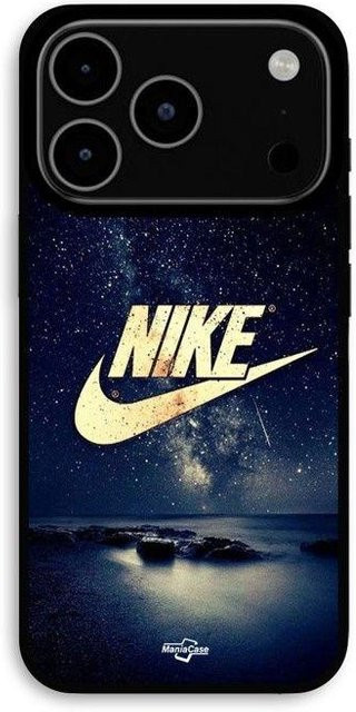 MANIACASE iPhone 17 Pro Max Hülle mit Nike Logo in Schwarz und Gold Sternennacht - Bild 1