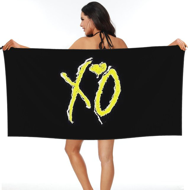 JMG Household Supplies Strandtuch The Weeknd Blinding Lights Dawn FM, Mikrofaser, Schwarz, B: 70 cm, T: 140 cm - Bild 1