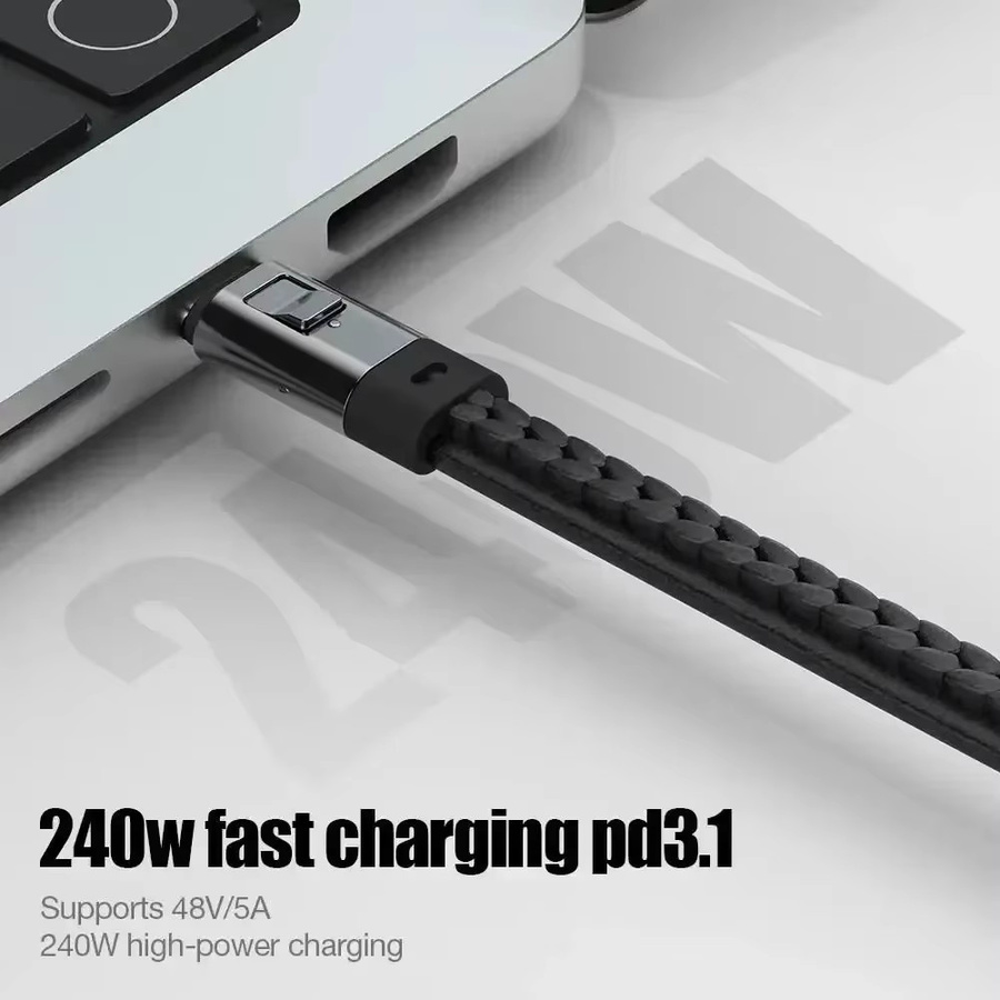 Tragbarer USB-C Schlüsselanhänger Ladekabel, 240 W, 5 A, PD3.0 Typ C auf USB-C, Schwarz - Bild 3