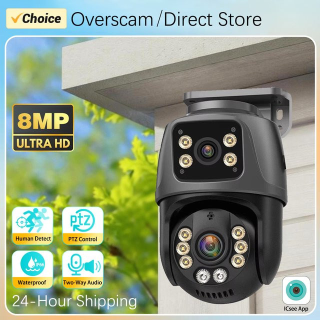 Overscam 4K 8MP Dual Lens PTZ IP Kamera mit Nachtsicht und 360 Grad Überwachung für Outdoor und Home Security via POE Netzwerk - Bild 1