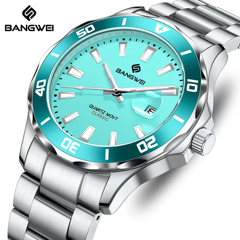 BANGWEI Armbanduhr, Quarz, Edelstahl, Blau, Herren - Bild 4